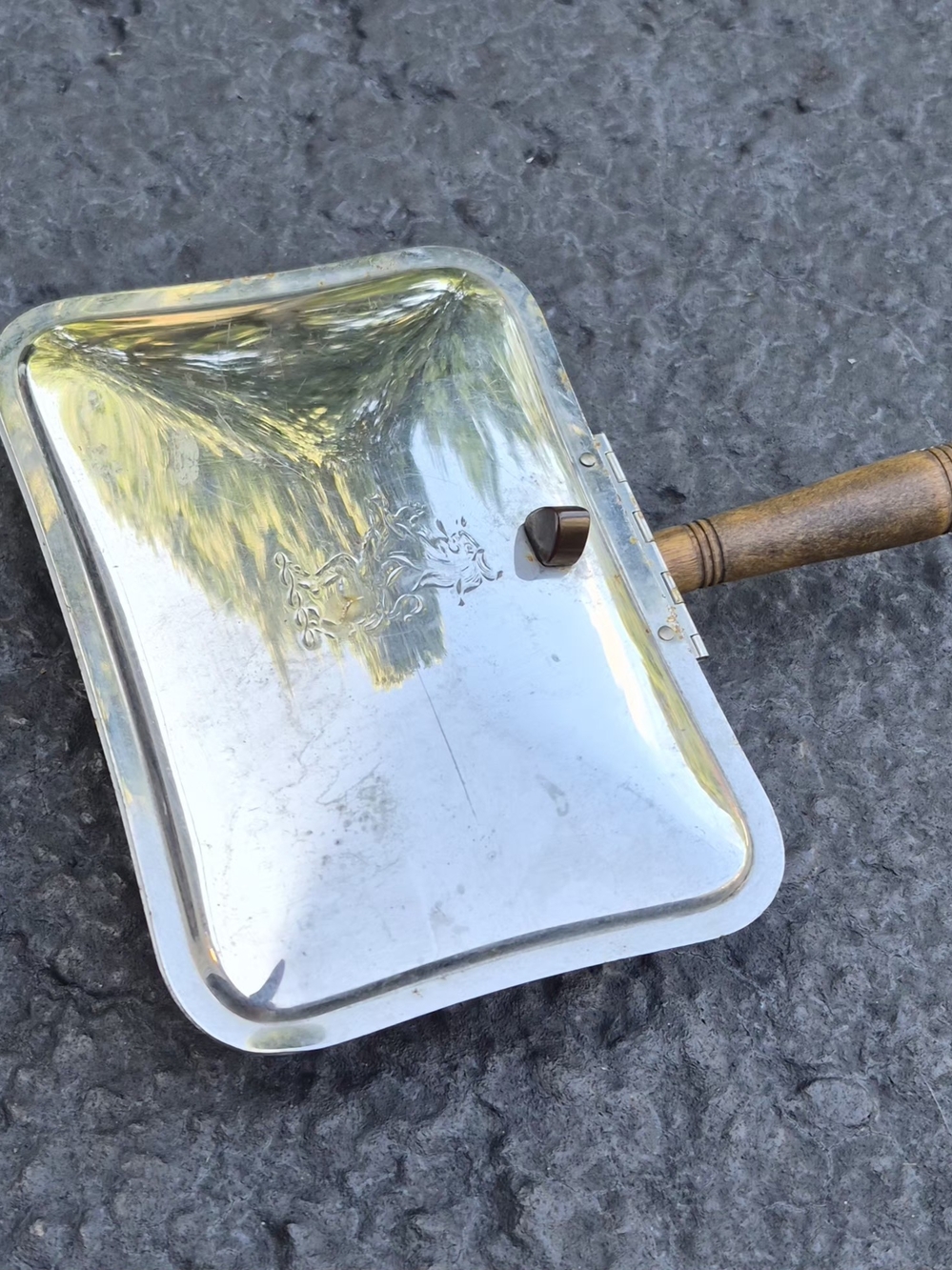 Vintage Silent Butler, often referred to as a crumb catcher or ash butler.